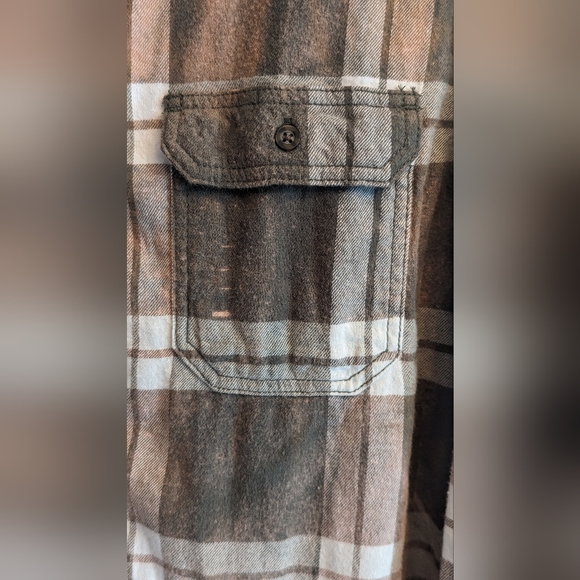 EUC brown/white George button down collared 3 button cuffs Cash Waylon Willie - Picture 9 of 11